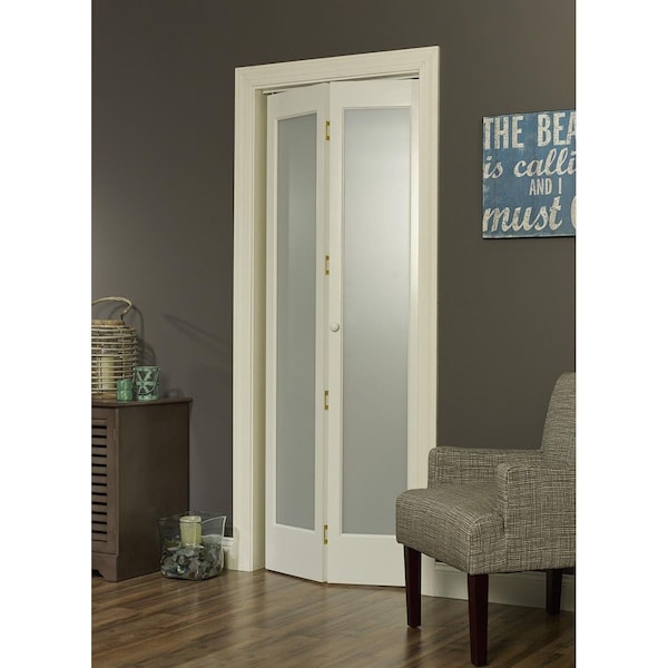 Parche 32 x 80 in. Full Glass Frosted Bifold Door, Unfinished Pine PA3568707 - main